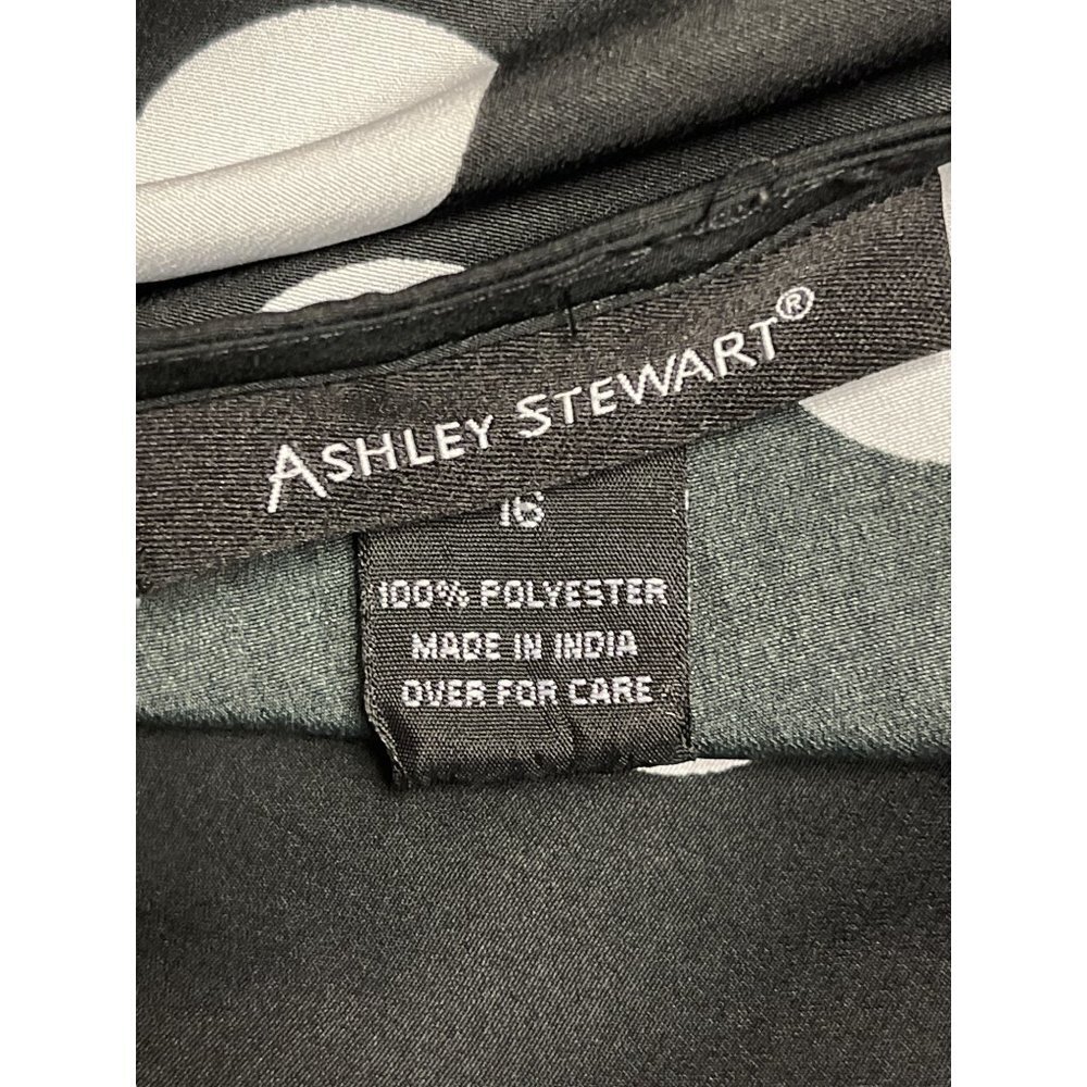 Ashley Stewart Black White Polka Dot Wrap Dress Short Sleeve Women's Size 16 - Picture 7 of 8